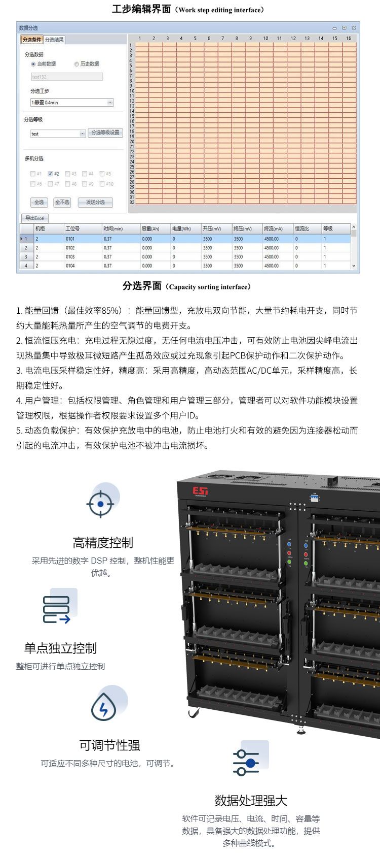 EST-BF5V120A-48CH方形电芯分容检测柜
