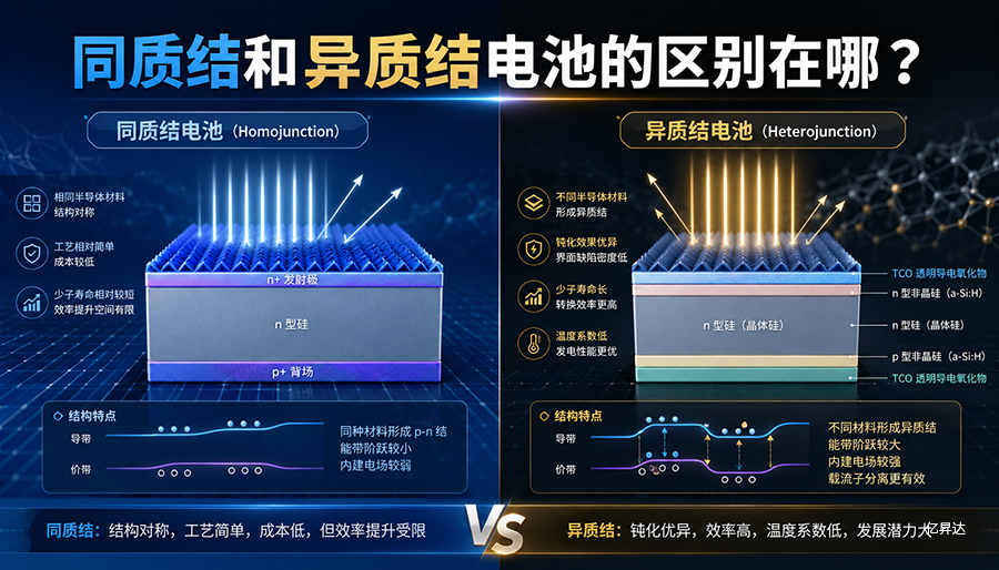 同质结和异质结电池的区别在哪？